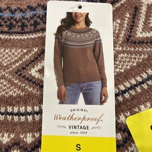 Original Weatherproof Vintage Womens’ Knit Sweater Fair Isle Copper Small NWT